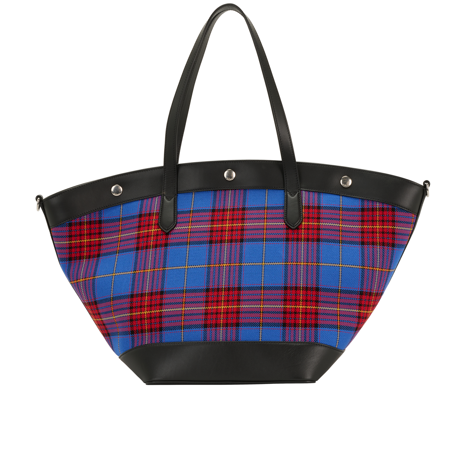 Camden Tartan Shopper, &pound;250, Handbags, Blue/Red/Tan, Fabric/Leather, Back view